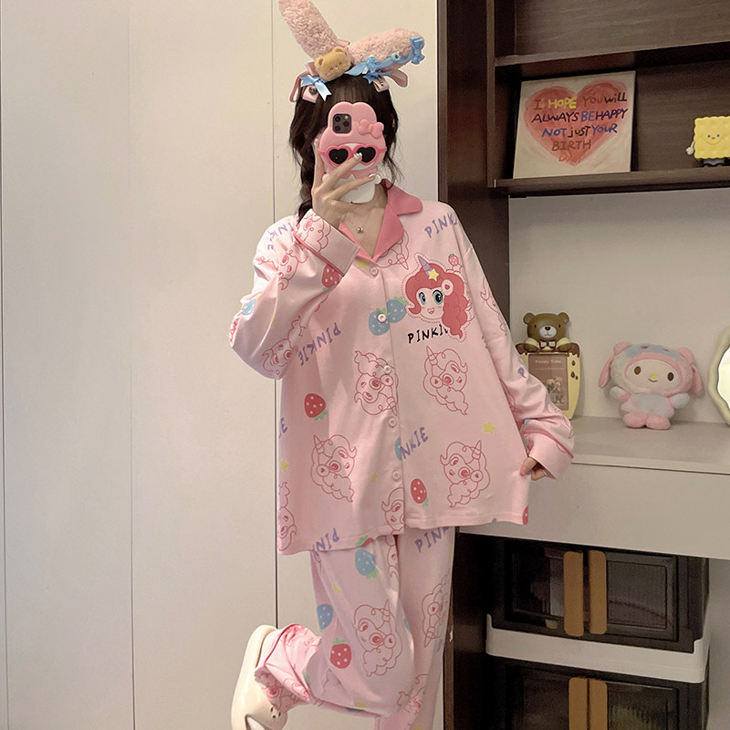 潮生日狗女孩睡衣儿童纯棉女童长袖冬天春秋季十四周岁空调家居服