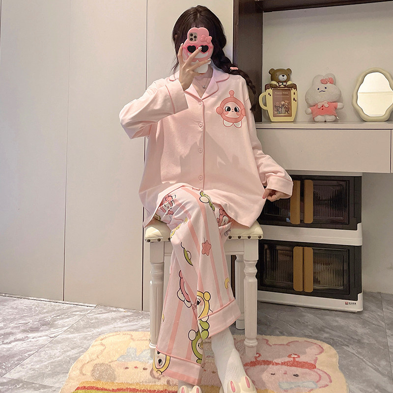 孩子潮睡衣春秋季女孩冬天小星星纯棉儿童长袖女童十四周岁家居服