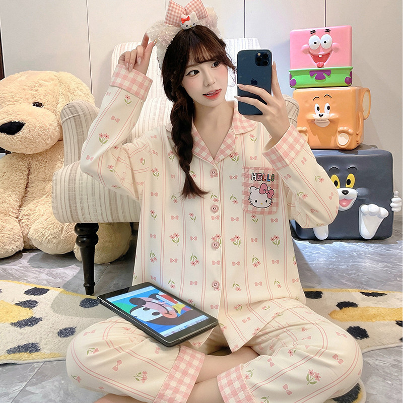 休闲儿童睡衣女童春秋季冬纯棉可爱图案女孩长袖秋外穿秋天家居服