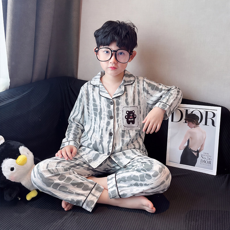 睡衣男孩云朵棉春秋季十一男宝青少年男童空调服冬天可爱图案儿童