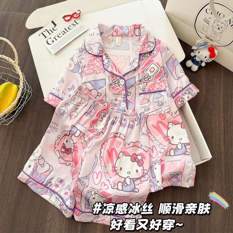 睡衣夏季女孩开衫女童冰丝儿童薄款小孩子小朋友弟弟春装裤子潮款