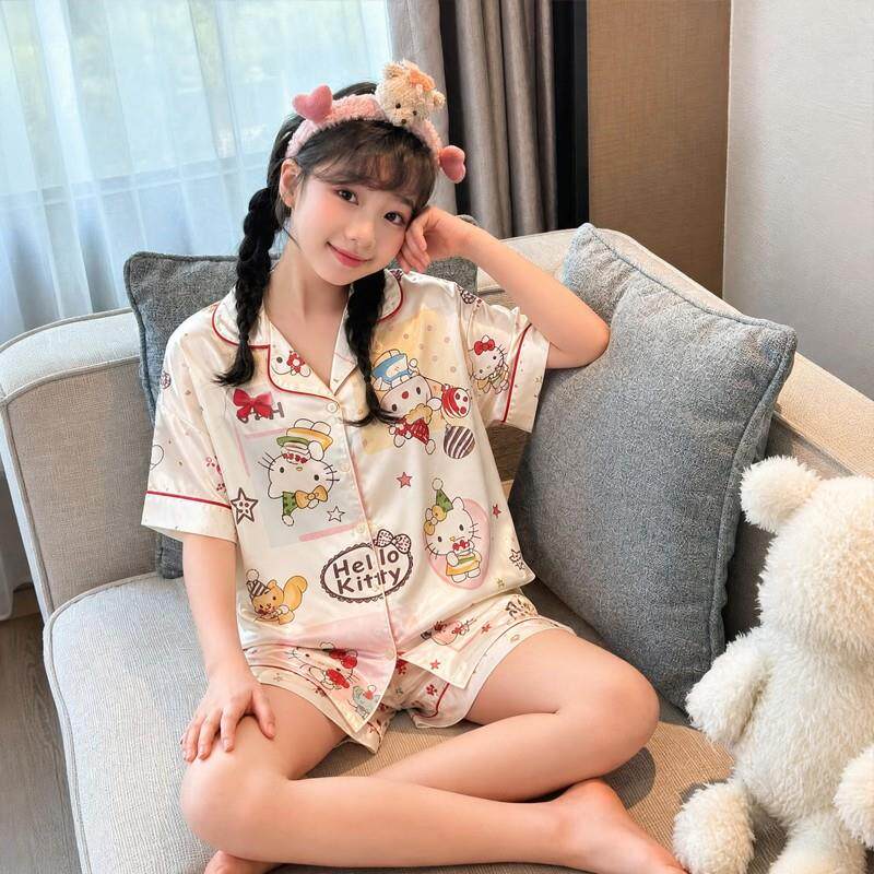 睡衣夏季女孩儿童冰丝女童夏天薄款休息服十一周岁夏十岁至十五岁
