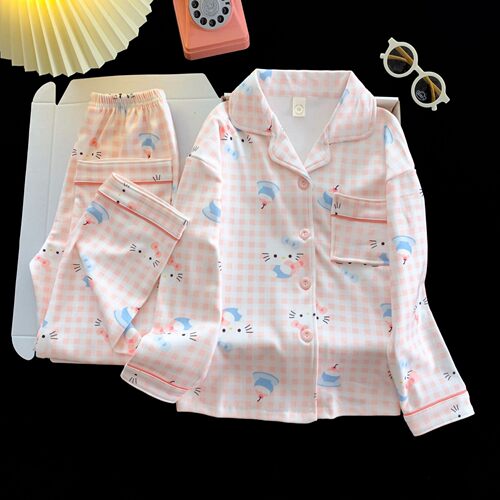 睡衣女孩秋冬款德绒冬季空调服女童卡通兔加绒开衫保暖套衣服儿童
