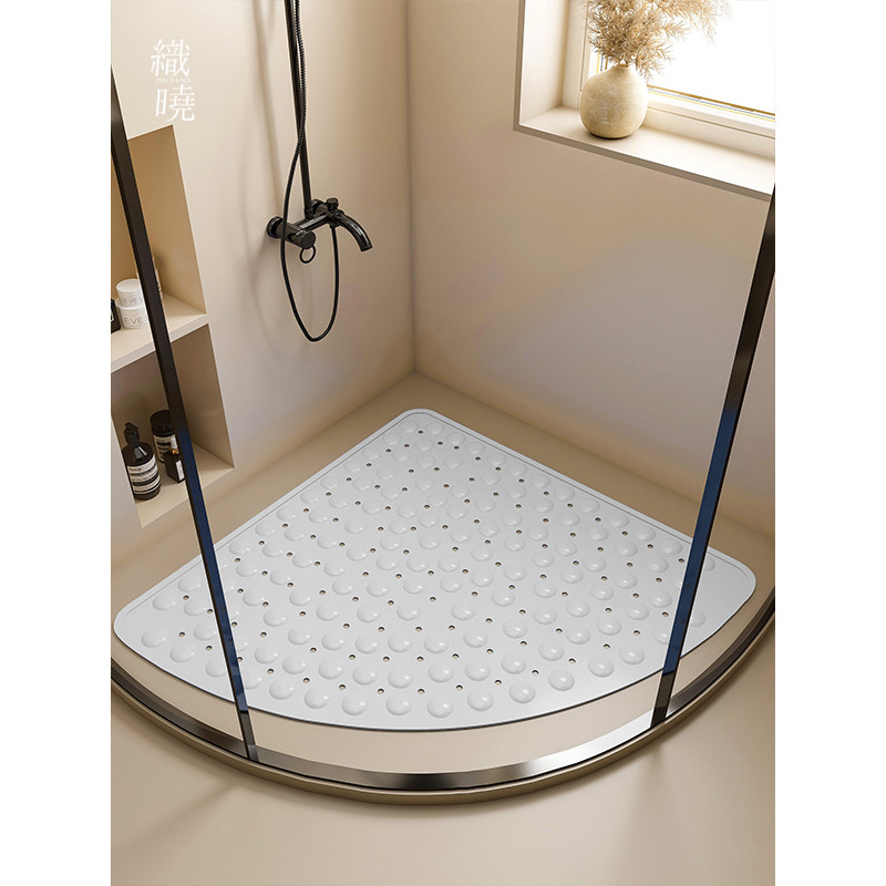 浴室扇形淋浴房防滑垫家用漏水防摔地垫化妆室矽胶专用脚垫镂空垫