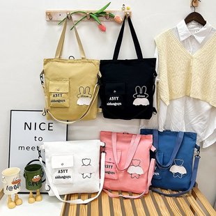 进口多用帆布包女热卖 斜跨大容量原创简约百搭单肩双肩 学生韩版
