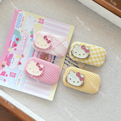 进口时尚卡通kt猫咪发夹甜美可爱少女心刘海侧边夹百搭发卡发饰