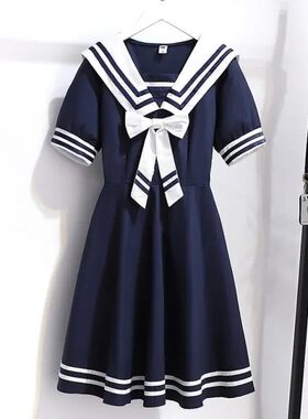 山姆女童连衣裙夏蝴蝶结中长款公主裙13岁中小学生儿童学院风裙子