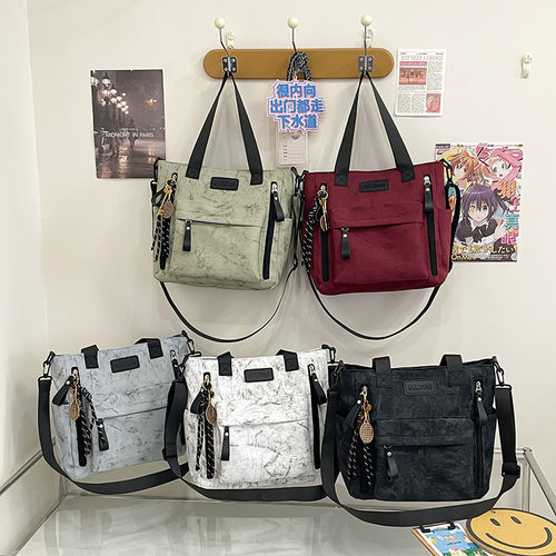 进口高颜值日系休闲托特包女大容量学生上课包百搭补习袋单肩包