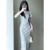 长 年轻款 国风改良素雅旗袍2025年夏季 少女修身 进口新中式