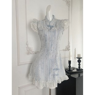 夏天裙子碎花蕾丝连衣裙国风少女夏 衣服女装 进口新中式 旗袍修身