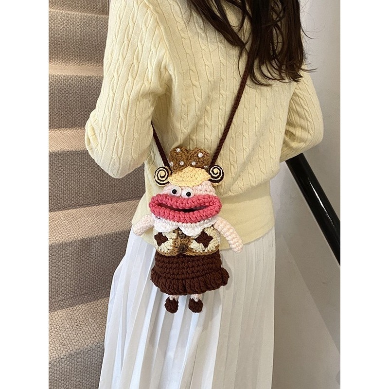 进口成品2025毛线钩织马甲娃娃儿童亲子款手机包包女包单肩挎包,服饰配件/皮带/帽子/围巾,DIY编织材料包,淘宝优惠券,粉丝福利购,淘宝优惠卷