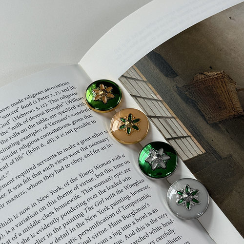 进口 油彩合金纽扣小香名媛风西装外套扣子双面尼大衣皮草装饰