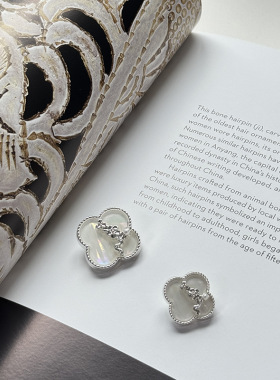 进口 真银四叶草纽扣梅花珍珠国风扣子毛衣外套新中式大衣服装