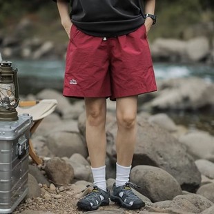 运 男潮牌ins速干宽松休闲沙滩五分裤 进口夏季 户外山系纯色短裤