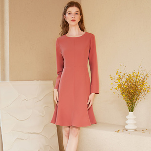 荷叶边修身 女长袖 连衣裙 秋冬季 映想社交女装