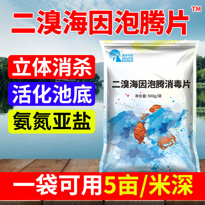 二溴海因消毒片泡腾片除藻剂水产养殖鱼虾蟹塘杀菌池塘水库消毒剂
