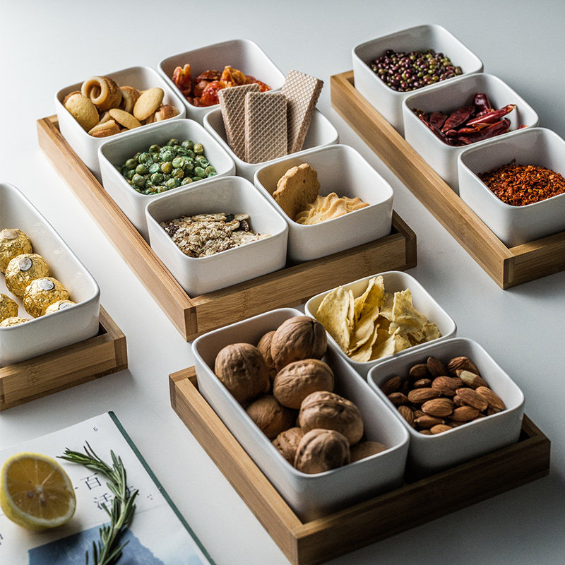 创意北欧陶瓷盘子分格盘小吃盘家用西餐厅早餐盘坚果刚果盘零食盘