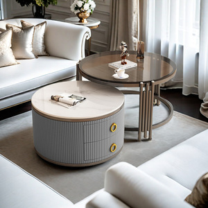 意式阳台玻璃岩板茶几大