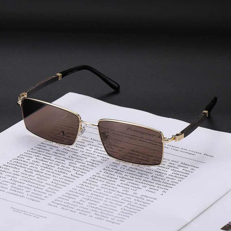 晶工匠天然水晶眼镜太阳镜墨镜男士大脸个性钛架檀木全框石头镜清