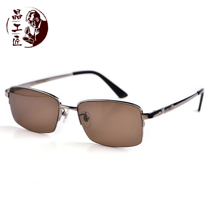 晶工匠天然水晶石眼镜男款茶色太阳镜半框平光镜老人墨镜钛架58号|msdalam kategori ZIPPO/Swiss Army Knife/cermin mata, cermin mata hitam - dari Buy2taobao.com untuk memberikan perkhidmatan ejen Taobao profesional membeli