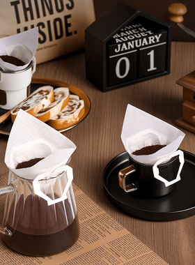 Cliton挂耳咖啡滤袋手冲咖啡粉过滤纸咖啡漏滤网V型一次性过滤袋