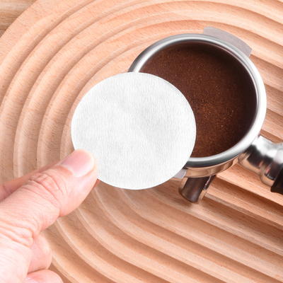 意式咖啡机手柄专用粉碗滤纸圆形二次滤水纸摩卡壶51/53/58mm通用
