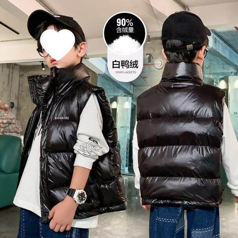 儿童羽绒马甲女童男童代发冬季新款休闲宽松白鸭绒外穿背心外套