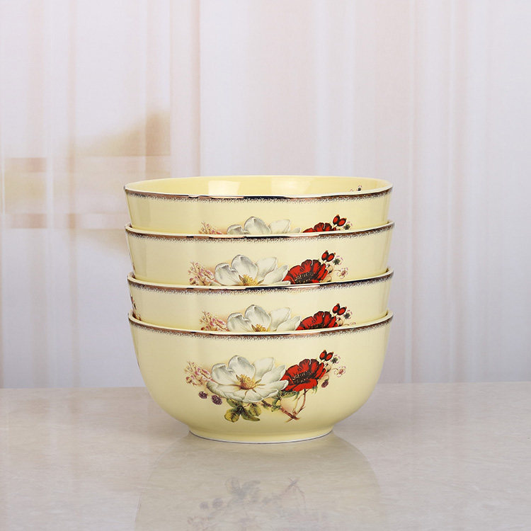4个装景德镇陶瓷碗家用面碗汤碗大饭碗加厚防烫6英寸创意欧式餐具