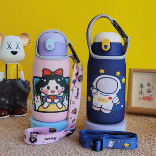 迪士尼儿童保温杯套保护套通用580 600 650ml水壶水杯套手提斜挎