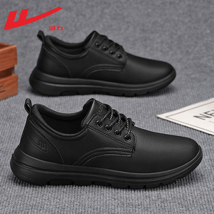 上班软底开车鞋 回力皮鞋 中年工作鞋 黑色英伦风商务正装 子 休闲男鞋