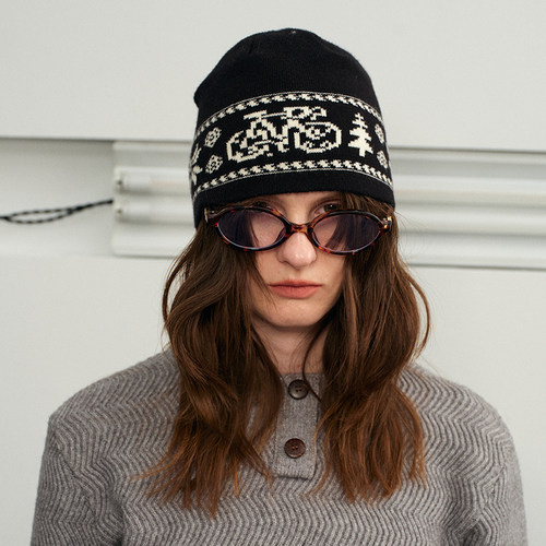 KREATE「北极绒」费尔岛自行车提花撞色针织毛线秋冬百搭保暖冷帽