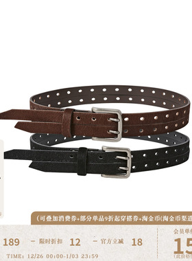 KREATE「马毛双排扣」头层牛皮分割多造型不对称真皮腰带