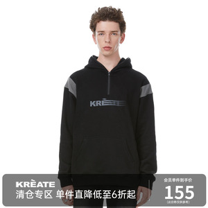 KREATE 22AW 美式高街晕染365g重磅拉链拼接连帽套头情侣卫衣秋冬