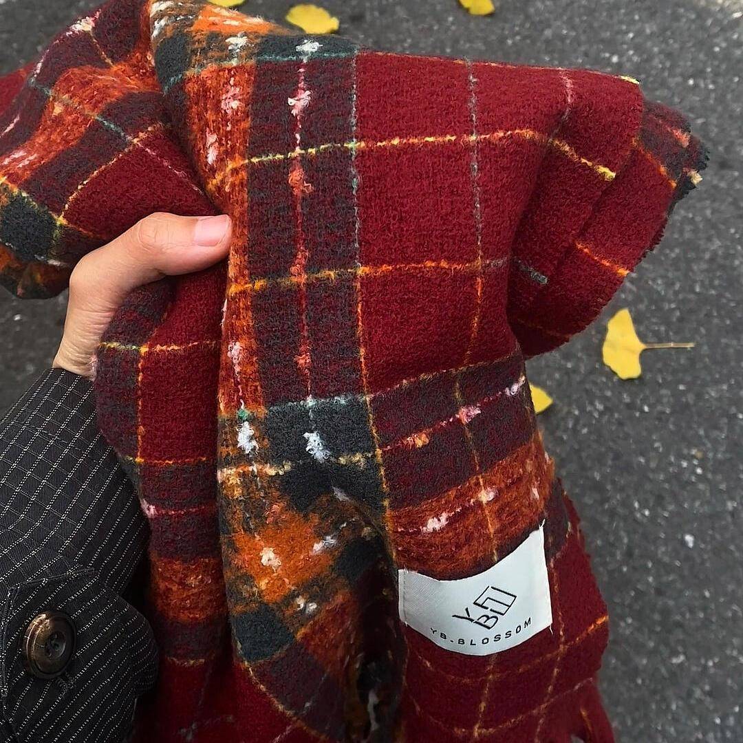 满目星河围巾红色格子圣诞韩系浆果星星加厚氛围感彷羊绒2025新款