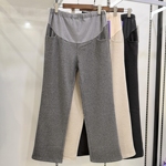 孕之彩秋冬糯米孕妇裤窄版阔腿裤直筒裤加绒加厚可调节托腹裤