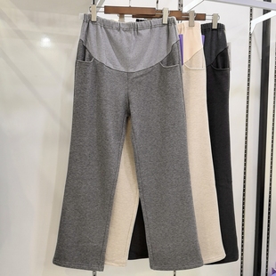 孕之彩秋冬糯米孕妇裤窄版阔腿裤直筒裤加绒加厚可调节托腹裤