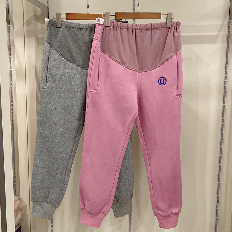 孕婦運動休閑褲束口加絨可調