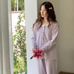 待产服 孕妇家居服套装 孕妇秋冬款 条纹磨毛哺乳月子服孕妇睡衣长袖