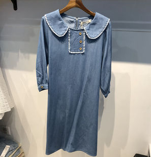 外出服50155 孕妇装 贝儿森春夏中袖 天丝牛仔连衣裙亲肤薄款