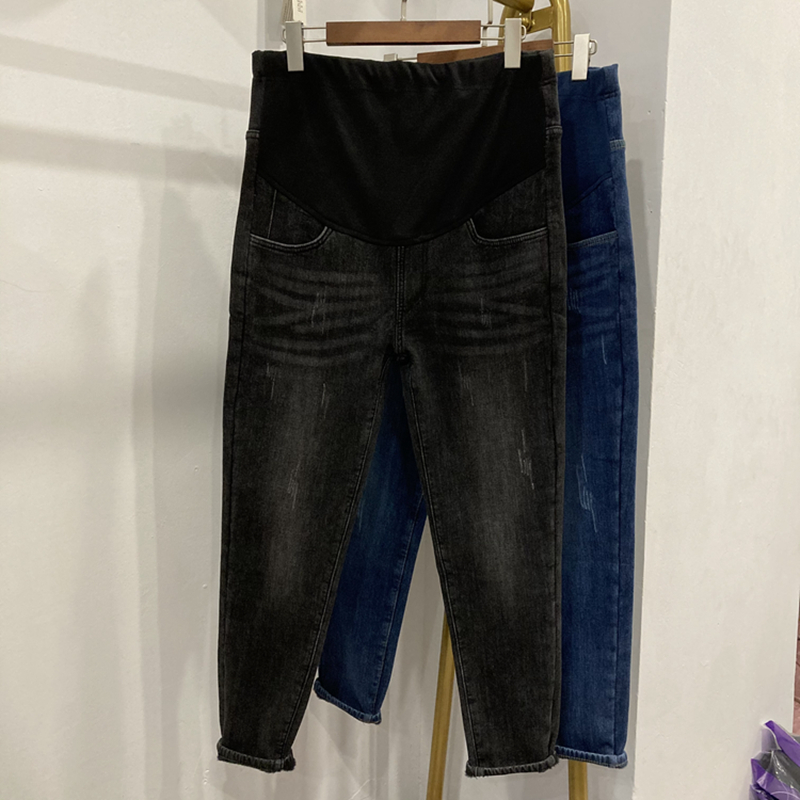 冬装孕妇加绒牛仔裤直筒孕之彩