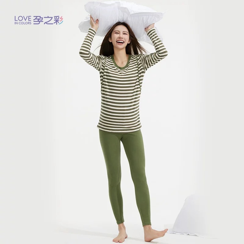 孕之彩孕妇秋冬保暖套装德绒秋衣秋裤哺乳内衣