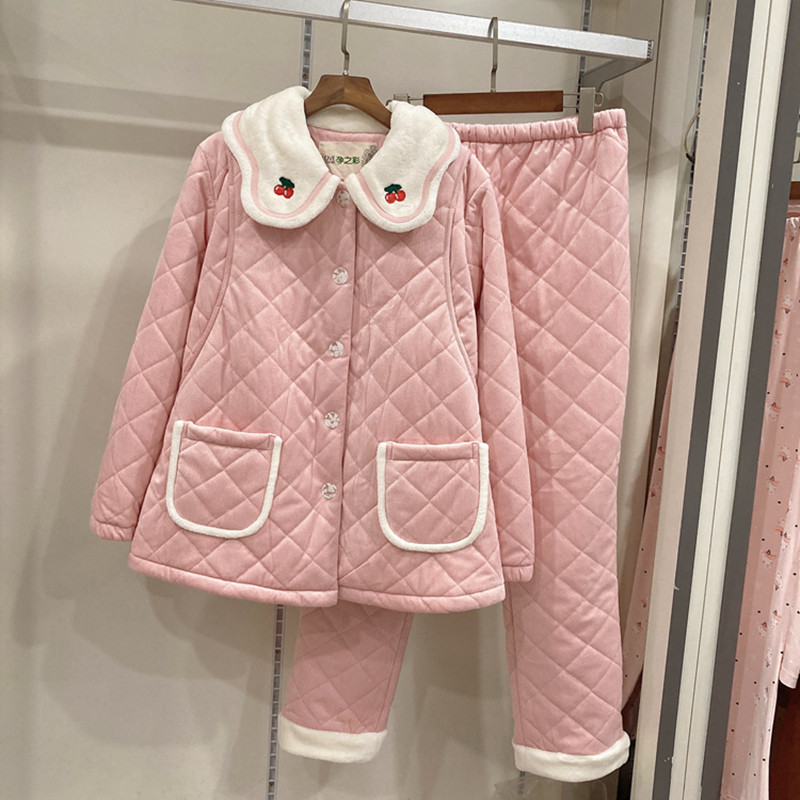 三层夹棉家居服孕之彩厚绒里冬款