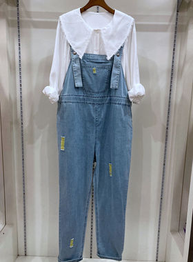 孕之彩春款牛仔背带裤孕妇裤时尚孕妇薄柔软孕妇牛仔裤YWK111102