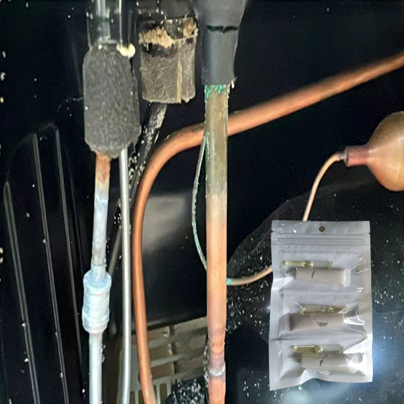 空调压缩机铜管补漏胶水冬天制热漏氟修复 适配R22R32R410A全冷媒