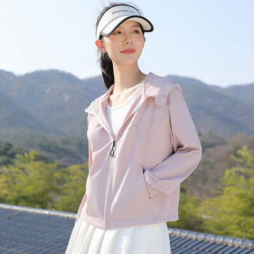 夏季连帽防晒衣女宽松遮阳UPF50+