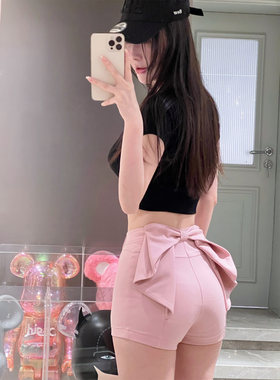 bear熊熊屋【纯情女大】美腿翘臀 微弹西装料 立体蝴蝶结短裤女夏