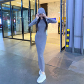 熊熊屋 韩漫曲线 每米380g超厚针织性感休闲并存两色连帽裙