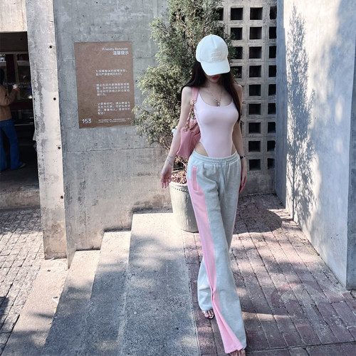 熊熊屋【绯闻女友】私服辣妹修身连体上衣高克重宽松直筒卫裤套装