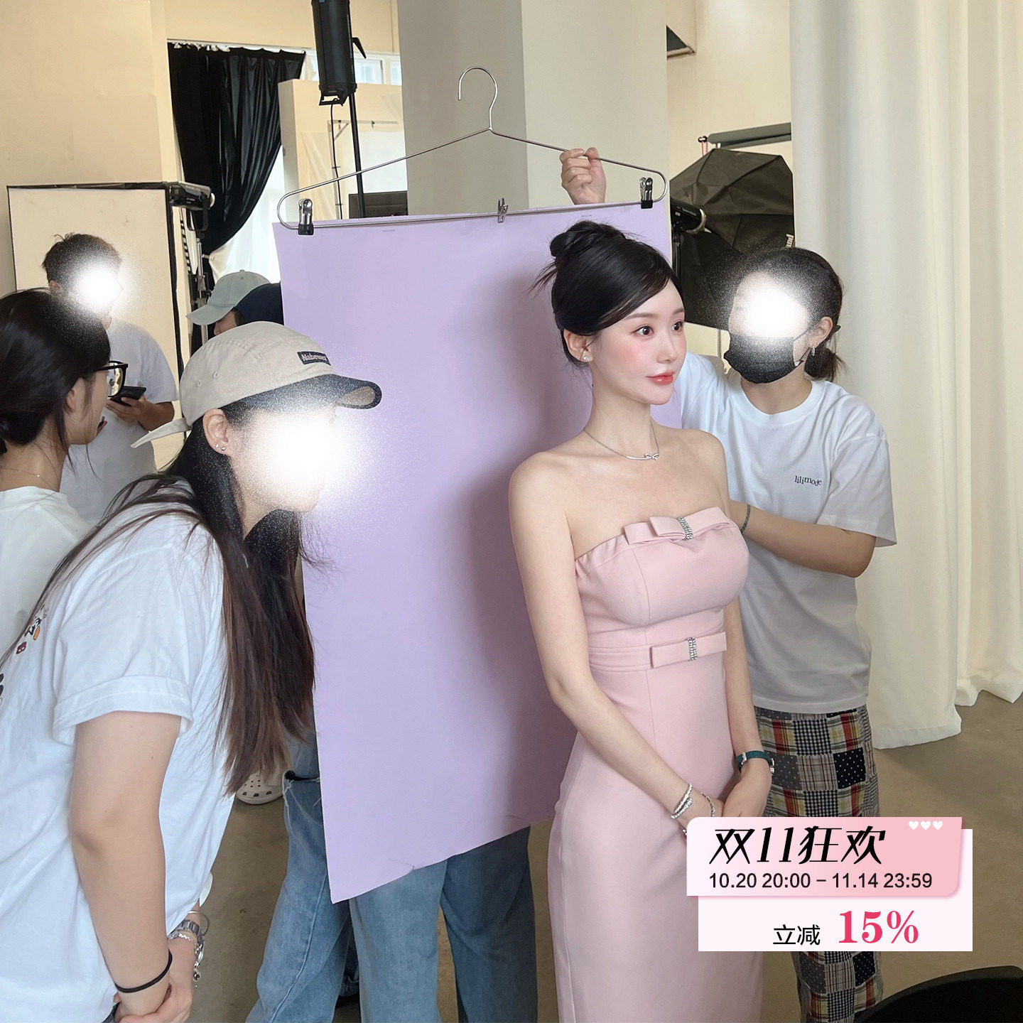 熊熊【温柔千金】包臀/伞摆 白富美水钻蝴蝶结连衣裙d10r大气长裙