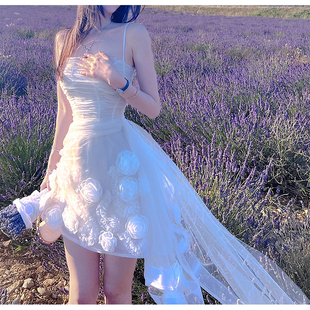 bear熊熊屋【爱神仙子】求婚订婚礼服裙重工鱼骨收褶花朵网纱裙子